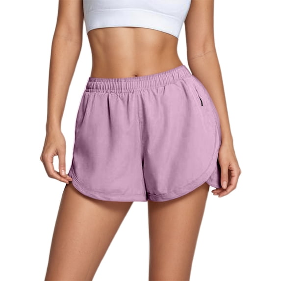 JIAYUE Women's Athletic Shorts Casual With Liner Elastic High Waist Loose Fit Yoga Pure Color Running Workout Comfortable Breathable Summer Lightweight Bottoms For Ladies