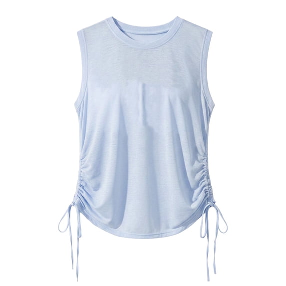 JIAYUE Women's Athletic T-Shirt Breathable Performance Sleeveless Round Neck Pure Color For Workouts Gym Running And Daily Wear Wicking Comfortable Tops For Female