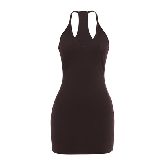 JIAYUE Women's Casual Bodycon Dress Mini Streetwear Fashion V Neck Solid Color Slim Fit Sleeveless Comfortable Dresses For Party Night Out