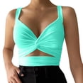thumbnail image 1 of JIAYUE Women's Casual Sports Tank Top Summer Spaghetti Strap Elastic Tight Open Back V Neck Pleated Sleeveless Comfortable Workout Vest Tops, 1 of 4