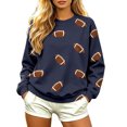 thumbnail image 1 of JIAYUE Women's Crew Neck Sweatshirt Football All‑Over Print Long Sleeve Pullover Sweatshirts for Travel Soft Wear, 1 of 5