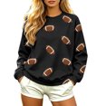 thumbnail image 1 of JIAYUE Women's Crew Neck Sweatshirt Football All‑Over Print Long Sleeve Pullover Sweatshirts for Vacation Trip, 1 of 5