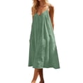 thumbnail image 1 of JIAYUE Women's Dress V-Neck Spaghetti Strap Knee-Length Design Sleeveless Open Back Loose Fit Casual Robe Homewear Maxi Long Versatile Female Dresses, 1 of 8