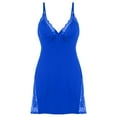 thumbnail image 1 of JIAYUE Women's Dresses Mini Summer Leisure Spaghetti Strap Loungewear V Neck Sleeveless Side Slit Female Lace Trim Pure Color Dress, 1 of 2