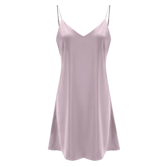 JIAYUE Women's Dresses Summer Fashion Mini Scoop Neck Spaghetti Strap Sleeveless Loungewear Female Solid Color Satin Silk Dress