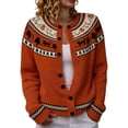 thumbnail image 1 of JIAYUE Women's Halloween Cardigan Crew Neck Pumpkin Pattern Fair Isle Knit Sweater Button Long Sleeve Outerwear for Activity Wear, 1 of 5