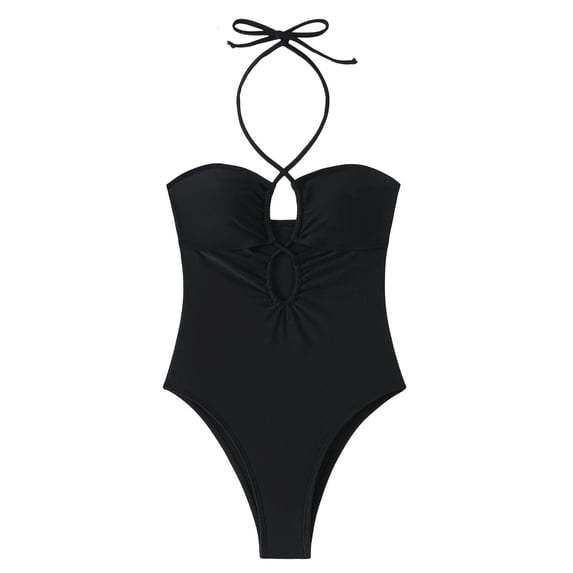 JIAYUE Women's One-Piece Swimsuit Halter Neck Fashion Sleeveless Backless Sexy Solid Color Comfortable For Beach Pool Stylish Female Swimwear
