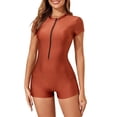 thumbnail image 1 of JIAYUE Women's One-Piece Swimsuit Short Sleeve High Neck Front Zipper Athletic Bathing Suit Solid Color For Beach Pool Stylish Female Swimwear, 1 of 9