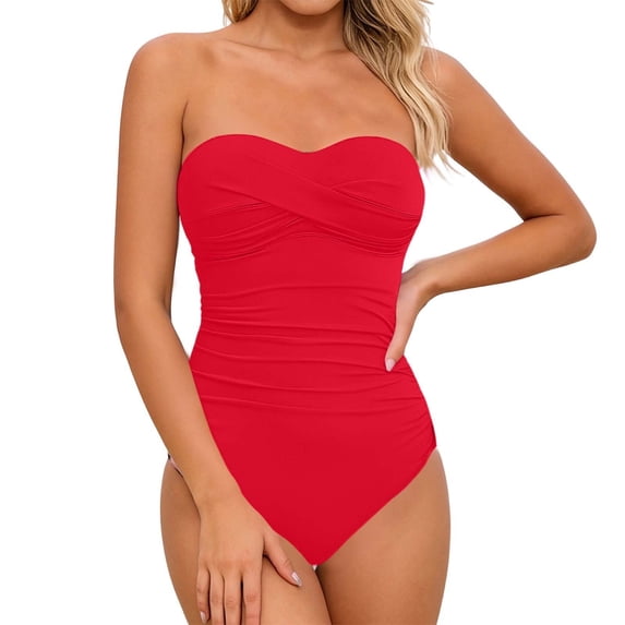 JIAYUE Women's One-Piece Swimsuit Sweetheart Neck Backless Adjustable Removable Straps For Resort And Beachwear Versatile Female Swimwear