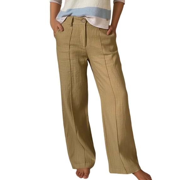 JIAYUE Women's Pants Ankle-Length Comfortable High Waist Wide Leg With Zipper Pockets Relaxed Straight Lit Trousers For Everyday Wear Stylish Bottoms For Women