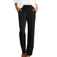 thumbnail image 1 of JIAYUE Women's Pants Ankle-Length Drawstring Wide Leg Solid Color Loose Fit Comfortable Elastic Waist Trousers For Everyday Wear Stylish Bottoms For Women, 1 of 5