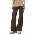 thumbnail image 1 of JIAYUE Women's Pants Ankle-Length With Fold Over Waist Loose Straight Leg Comfort For Everyday Wear Casual Bottoms For Women, 1 of 5