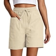 thumbnail image 1 of JIAYUE Women's Shorts Casual Drawstring With Large Pockets Lightweight Comfort Stretch Solid Color Elastic High Waist For Summer Everyday Wear Stylish Female Bottoms, 1 of 4