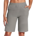 thumbnail image 1 of JIAYUE Women's Shorts Casual Knee-Length For Summer Comfortable Wear Elastic High Waist With Pockets Basic Solid Color Fashionable Female Bottoms, 1 of 6