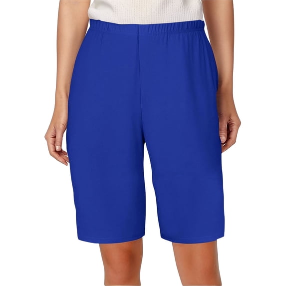 JIAYUE Women's Shorts Casual Solid Color Knee-Length For Summer Comfortable Wear Basic Elastic High Waist Ladies Plus Size Stylish Female Bottoms