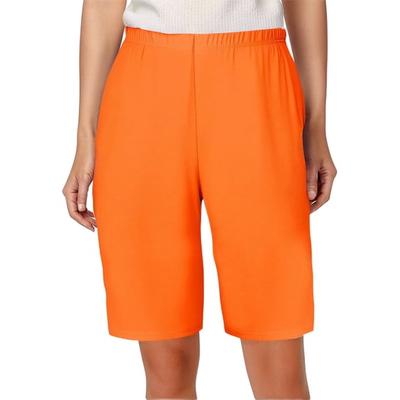 JIAYUE Women's Shorts Casual Solid Color Knee-Length For Summer Comfortable Wear Basic Elastic High Waist Ladies Plus Size Versatile Female Bottoms