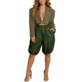 thumbnail image 1 of JIAYUE Women's Shorts Knee-Length Solid Color Casual Loose Boho Palazzo With Elastic Waist For Summer Outdoor Wear Breathable Female Bottoms, 1 of 5