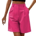 thumbnail image 1 of JIAYUE Women's Shorts Pleated Button Pockets Elastic High Waist Loose Casual Wide Leg Knee-Length Solid Color Trendy Female Bottoms, 1 of 5