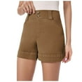 thumbnail image 1 of JIAYUE Women's Shorts Stretch Twill Summer Solid Color Pocket Buttons Above Knee Casual Chino High Waist Denim Trendy Female Bottoms, 1 of 8