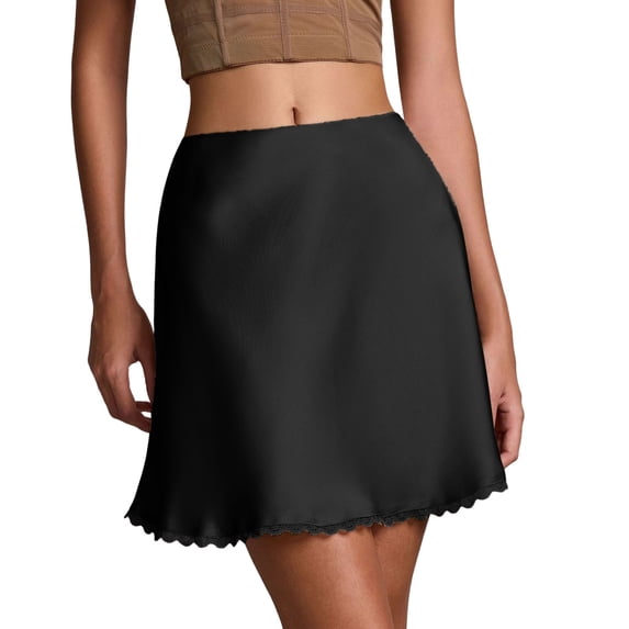 JIAYUE Women's Skirts Satin Mini A Line Solid Color High Waist Elastic Cute Silk For Daily Wear Stylish Female Skirt