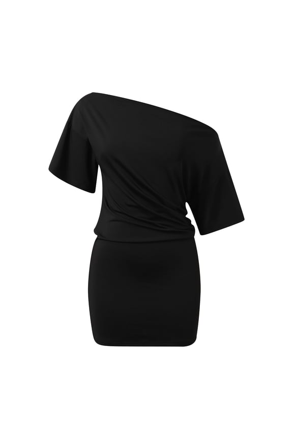Women's Summer Dresses Elegant Shoulder Off The Shoulder Short Sleeve Mini Slash Neck Bodycon Casual Dress For Party Wear