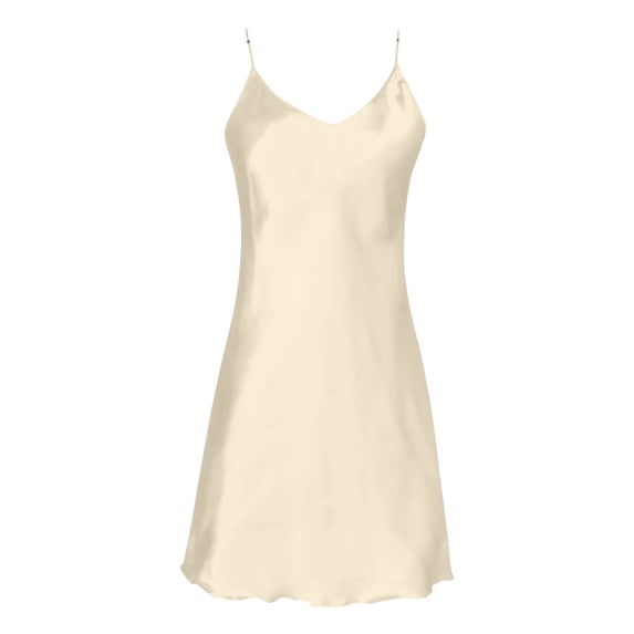 JIAYUE Women's Summer Dresses Sleeveless Satin Silk Lightweight V Neck Solid Color Loungewear Spaghetti Strap Comfortable Mini Dress For Ladies