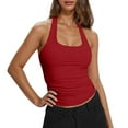 thumbnail image 1 of JIAYUE Women's Summer Tank Top Sleeveless Halter Neck Slim Fit Workout Elastic Pure Color Quick Drying Breathable Layering Sports Vest Top, 1 of 6
