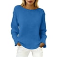 thumbnail image 1 of JIAYUE Women's Sweater Long Sleeve Effortless Everyday Knit Pullover Solid Color Lightweight Round Neck Casual Wear Classic Female Tops, 1 of 4