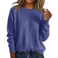 thumbnail image 1 of JIAYUE Women's Sweater Long Sleeve Solid Color Round Neck Pullover Knit Loose Fit Daily Wear Sequins Casual Female Versatile Tops, 1 of 4