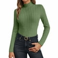 thumbnail image 1 of JIAYUE Women's Sweater Solid Color High Neck Ribbed Knit Pullover Slim Fit Long Sleeve Casual Wear And Daily Outfits With Comfortable Stretch Fabric Leisure Female Tops, 1 of 5