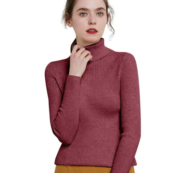 JIAYUE Women's Sweater Solid Color High Neck Soft Blend Pullover Long Sleeve Knitted Casual Loose Fit Comfortable Warm Winter Fashion Leisure Female Tops