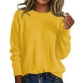 thumbnail image 1 of JIAYUE Women's Sweater Solid Color Knit Pullover Yarn Casual Loose Fit Round Neck Long Sleeve For Daily Wear Classic Female Tops, 1 of 4