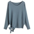 thumbnail image 1 of JIAYUE Women's Sweater Solid Color Long Sleeve O-Neck Loose Fitting Plus Size Pullover Knit Batwing With Drawstring Versatile Female Tops, 1 of 3