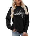 thumbnail image 1 of JIAYUE Women's Sweatshirt Fall Winter Letter Print Crewneck Pullover Long Sleeve Hoodless Sweatshirts Casual Soft Comfortable And Outdoor Play Wear, 1 of 4