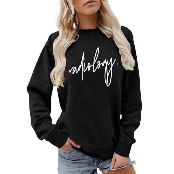 JIAYUE Women's Sweatshirt Fall Winter Letter Print Crewneck Pullover Long Sleeve Hoodless Sweatshirts Casual Soft Comfortable And Outdoor Play Wear