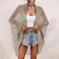 thumbnail image 1 of JIAYUE Women's Swimwear Cover-Ups V Neck Beach Loose Open Front Above Knee Batwing Long Sleeve Lightweight Solid Color Cardigan Bikini Bathing Suit Cover Up Top, 1 of 4