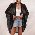 thumbnail image 1 of JIAYUE Women's Swimwear Cover-Ups V Neck Beach Loose Open Front Above Knee Batwing Long Sleeve Lightweight Solid Color Cardigan Bikini Bathing Suit Cover Up Top, 1 of 6