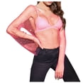 thumbnail image 1 of JIAYUE Women's Swimwear Cover-Ups V Neck Mesh Rhinestone Long Sleeve Hollow Lightweight Cozy Solid Color Crop Sparkly Swimsuit Cover Up Top, 1 of 4