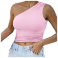 thumbnail image 1 of JIAYUE Women's Tank Top One Shoulder Asymmetrical Neck Sleeveless Versatile Cozy Crop Solid Color Sexy Trendy Female Vest, 1 of 5