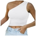 thumbnail image 1 of JIAYUE Women's Tank Top One Shoulder Asymmetrical Neck Sleeveless Versatile Cozy Crop Solid Color Sexy Trendy Female Vest, 1 of 5