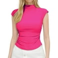 thumbnail image 1 of JIAYUE Women's Tank Top Summer Comfort Semi High Neck Stylish Solid Color Slim Fit Sleeveless Breathable Female Basic Vest, 1 of 8