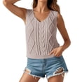 thumbnail image 1 of JIAYUE Women's Tank Tops Solid Color Sleeveless Stylish V Neck Knit Hollow Design Suitable For Everyday Wear Casual Summer Fashion Pair With Jeans Easy Care Cozy Female Camisole, 1 of 5