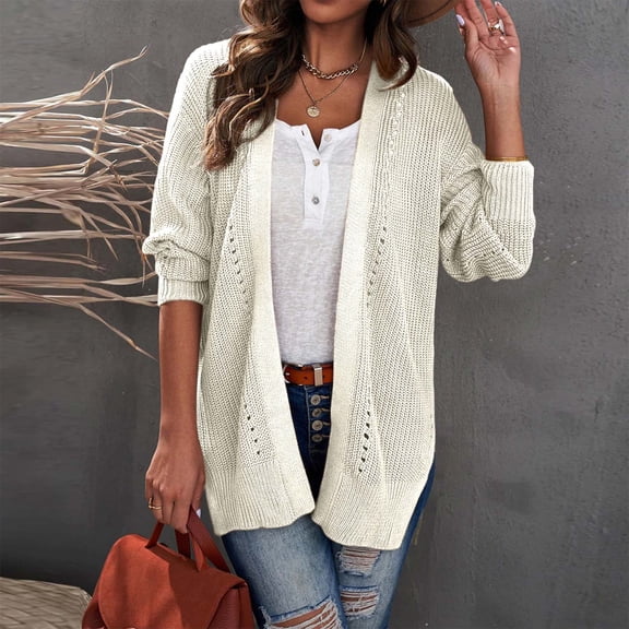 JIAYUE Womens Outerwear Jacket Casual Dailywear Solid Color Long Sleeve Slim Fit Pull-On Knitted Cardigan Pullover For Women