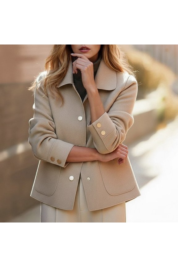 Womens Outerwear Jacket Coat Solid Color Long Sleeve Classic Fit Button Windbreaker For Woman Fashionable Urban Choices