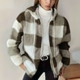 thumbnail image 1 of JIAYUE Womens Outerwear Jacket Hooded Design Plaid Long Sleeve Relaxed Fit Zipper Snug Warmth For Casual Dailywear, 1 of 5