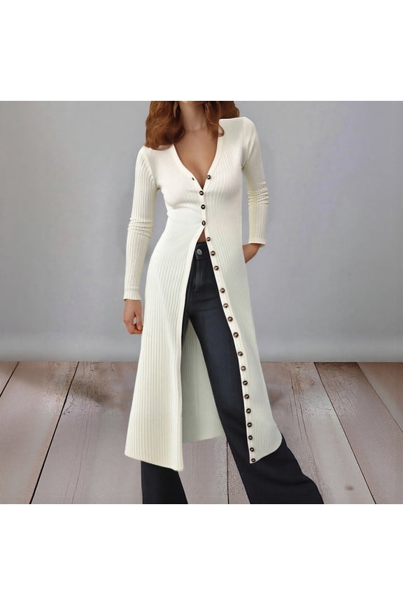 Womens Outerwear Jacket Slim Fit Solid Color Long Sleeve Button Front Overcoat For Elegant Dress Wear