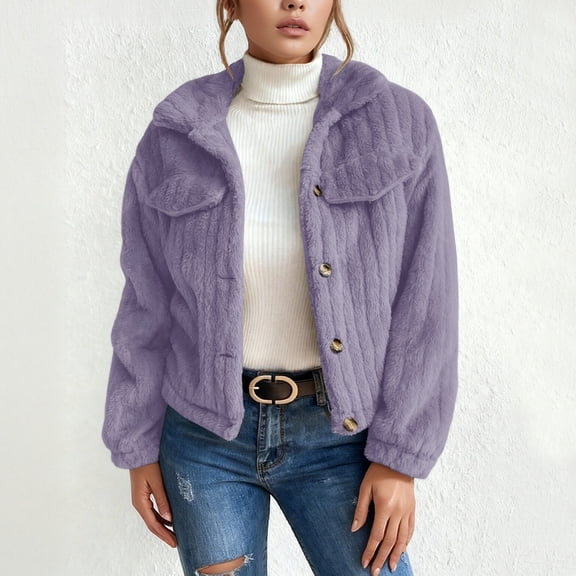 JIAYUE Womens Outerwear Jacket Solid Color Long Sleeve Button Snug Warmth Slim Fit For Fashionable Urban Wear