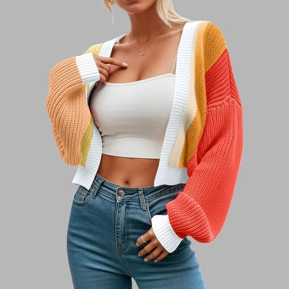 JIAYUE Womens Outerwear Jacket Solid Color Long Sleeve Relaxed Fit Pull-On Sport Knitted Sweater Cardigan For Daily Outerwear