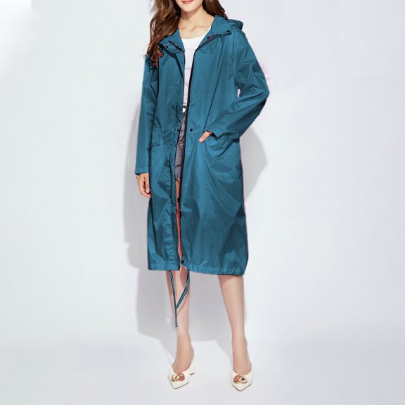 JIAYUE Womens Outerwear Jacket Solid Color Long Sleeve Relaxed Fit Zipper Performance Windproof Raincoat Hooded For Casual Everyday Wear
