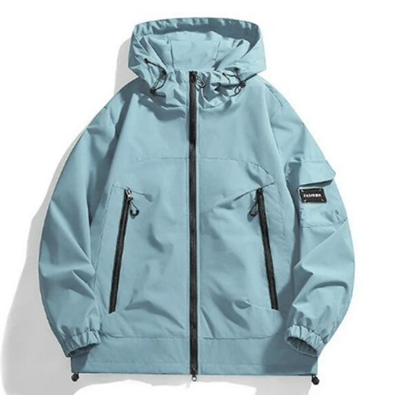 JIAYUE Womens Outerwear Jacket Solid Color Long Sleeve Relaxed Fit Zipper Windbreaker Hooded with Pockets For Classic Design